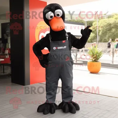 Produktbild von Schwarzer REDBROKOLY Flamingo Maskottchen Kostüm mit Latzhose und Handschuhen