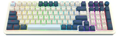 Zdjęcie produktu dla REDRAGON K686WB-RGB-PRO & EISA, Bezprzewodowy, USB + RF Wireless + Bluetooth, Mechaniczna, Biały, Granatowy (marynarski)