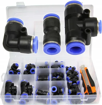 Obrázok produktu pre MAR-POL Pneumatické rýchlospojky, nástrčné pre PA, PU, PE hadice 4-12mm sada 52ks M66572