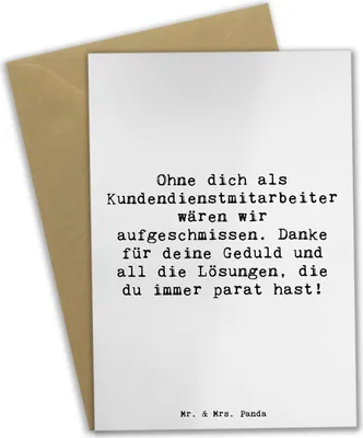 Produktbild von Mr. & Mrs. Panda Grußkarte Spruch Kundendienstmitarbeiter Held - Weiß - Geschenk, Grußkarten, Bedanken, Danke sagen, Lächeln, Team, Aufmerksamkeit, dankeskarten