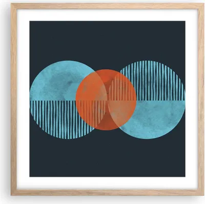 Produktbild von Gerahmtes Poster - Rahmen in heller Eiche - Abstraktion Räder Gürtel - 50x50 cm - Wand Bild - Wanddeko - Wandbilder - Kunstposter - Wandposter - Bilderrahmen - Bilder - Kunstdruck - P2NAC50x50-4670