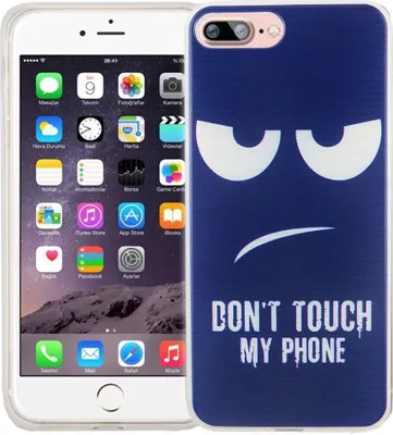 Produktbild von Handy Hülle für Apple iPhone 7 Plus Cover Case Schutz Tasche Motiv Slim Silikon TPU Dont Touch my Phone Blau