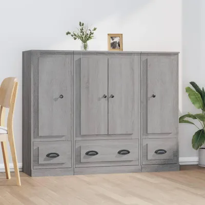Produktbild von vidaXL Highboards 3 Stk. Grau Sonoma Holzwerkstoff