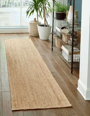 Productafbeelding van Rechthoekig Jute Tapijt Beige Handgemaakt 60x240cm