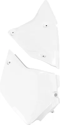 Obrázok produktu pre Bočné kryty UFO PLAST, 2-dielne, ľavé, pre Suzuki DR-Z E K, Kawasaki KLX R S SM 400 cm³, rok výroby 2000 – 2026, farba: biela, OEM pre KTM