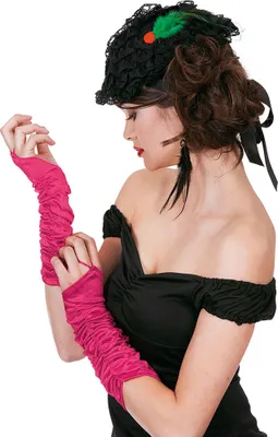 Produktbild von Handschuhe Gerafft Satin Lang 40 cm. neon pink Größe: ohne Attribut