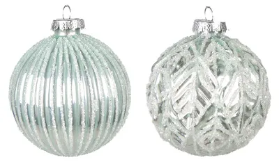 Image de Clayre & Eef Boule de Noël, set de 2 Ø 8 cm Vert Verre
