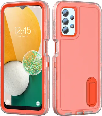 Produktbild von Hülle für Samsung Galaxy A13 4G / 5G / A04S Hybrid Dreilagige Robust Stoßfest Schwerlast Schutzhülle mit Ständer Orange