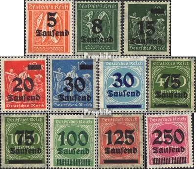 Produktbild von Briefmarken Deutsches Reich 1923 Mi 277-280,284,285,287,288, 290,291,295 gestempelt Hochinflation