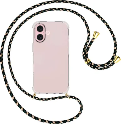Produktbild von Handykette Backcover-Schutzhülle mit Band (Metall goldfarben) für iPhone 16 - camouflage