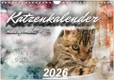 Produktbild von Katzenkalender mausgemalt (Wandkalender 2026 DIN A4 quer), CALVENDO Monatskalender