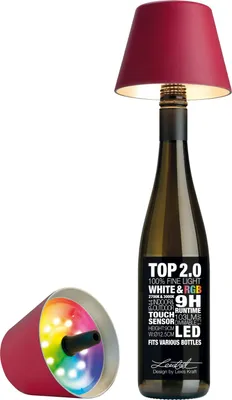 Produktbild von Sompex TOP 2.0 bordeaux RGBW-Akku-Flaschenleuchte