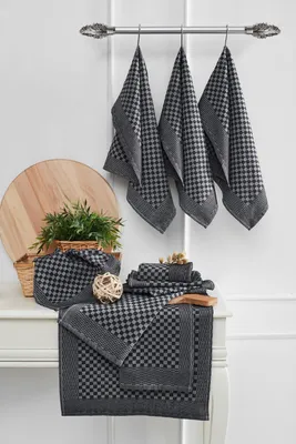 Produktbild von Hermia Concept, Lola - Anthracite, Küchenhandtuch-Set (10-teilig), 80 % BAUMWOLLE / 20 % POLYESTER, Anthrazit, 40 x 60 cm