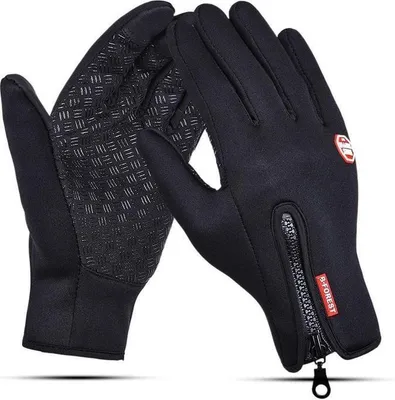 Produktbild von Handschuhe | Touchscreen | wasserdicht | Vlies | Uni | schwarz | Größe M