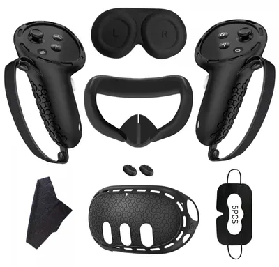 Produktbild von 7-teiliges Silikon-Schutzset – Zubehör mit Controller-Hülle, Konsolenhülle und Silikon-Abdeckung,Black
