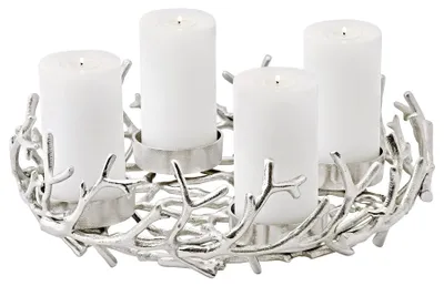 Adventskranz Porus Ø 42 cm, Aluminium vernickelt, silber