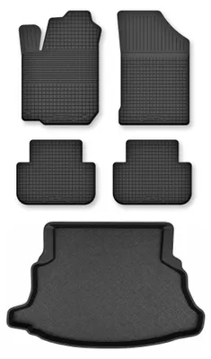 Zdjęcie produktu dla Dywaniki gumowe + mata bagażnika do Nissan Almera Tino 2000-2006 (standardowy bagażnik) – czarne, dobierane – Wielganizator Semi-Universal