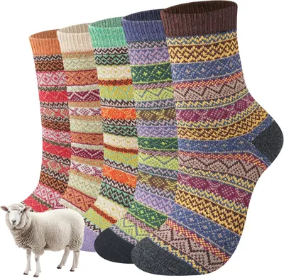 Produktbild von Warme Damen Wintersocken im Norweger-Stil 3-er Multipack, Kuschelige Stricksocken Wollanteil, Buntes Design, Ideal für Kalte Tage, EU 35-42, A0700T2