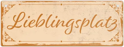 Produktbild von Metallschild L in 10,5x28cm mit schönem Design - Lieblingsplatz im rustikalen