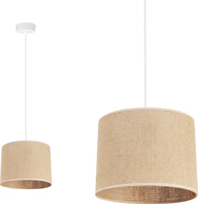 Immagine prodotto di Light-Home Juta - Metallo con paralume in tessuto - E27 - Classica 1 lampadina 20 cm - Base bianca e juta