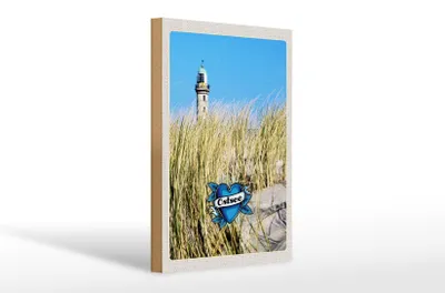 Produktbild von Holzschild Reise 20x30cm Ostsee Strand Sand Leuchtturm Urlaub
