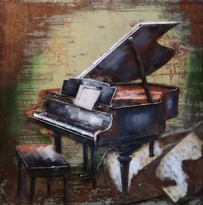 Produktbild von 3D-Metallbild - Motiv: Piano - 100 x 100cm