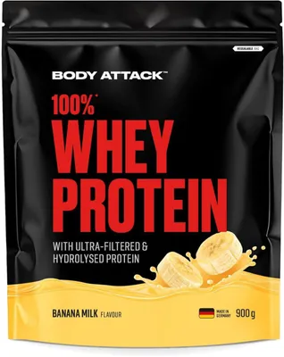 Produktbild von Body Attack 100 % Whey Protein – 900 g Banana Milk