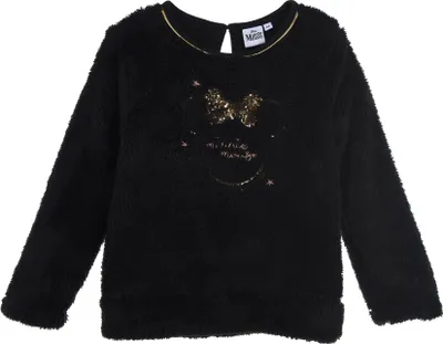 Produktbild von Minnie Mouse Kinder Mädchen Fleece Pullover Sweat-Shirt Sweater Pailletten, Farbe:Schwarz, Größe:128