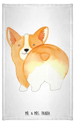 Produktbild von Mr. & Mrs. Panda Handtuch Corgi Po - Weiß - Geschenk, Spruch, Hund, Mini-Handtuch, Klein, Gäste-WC, Sprüche, gäste wc, badezimmer, Corgie