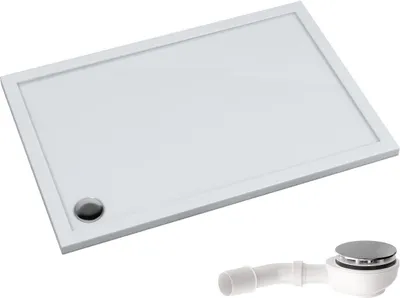 Produktbild von AQUABAD Duschwanne/Duschtasse Villa mit LeakProtect Technologie Smooth White 80x120cm Rechteck | inkl. A9.200 Ablaufgarnitur