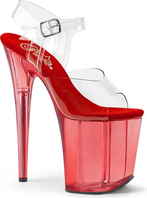 Produktbild von FLAMINGO-808T Herren Sandale von Pleaser, Transparent Rot , EU 36, US 6