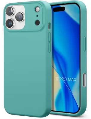 Image de Coque pour iPhone 17 Pro Max, Silicone Liquide Protection Slim Légère Anti-Rayures - Vert Bleu