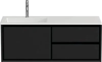 Produktbild von Sanox Badmöbel-Set Loft BxHxT 120,5 x 47 x 45,5 cm Frontfarbe schwarz mit Waschtisch Mineralguss weiß Griff chrom 847487