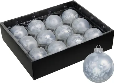 Produktbild von 12 Weihnachtskugeln Glas 57mm ice Christbaumkugel Baumschmuck Weihnachten