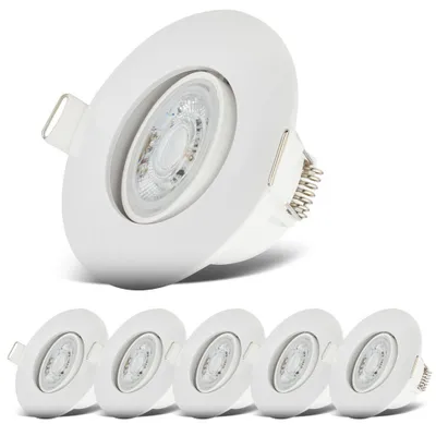 Image de Lot de 6 spots LED encastrables orientables IP65 – Salle de bain – Blanc chaud 3000K – 4,9W / 480lm chacun – 230V – Ø68mm