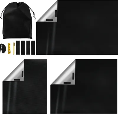 Produktbild von Hengda Verdunklungsstoff Sonnenschutz Verdunkelungs Sonnenschutz zu 100% verdunkelnd,Folie mit Thermobeschichtung,lichtundurchlässige für Fenster,145*300cm