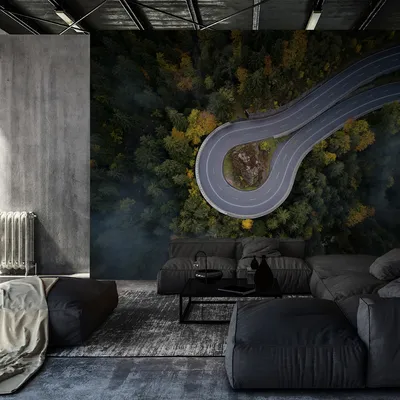 Produktbild von Muralo XXL Vlies FOTOTAPETE STRA§E Wald Aussicht Vogelperspektive 3D Effekt (B) 416 cm x (H) 254 cm Tapete Wandtapete WOHNZIMMER SCHLAFZIMMER 4567