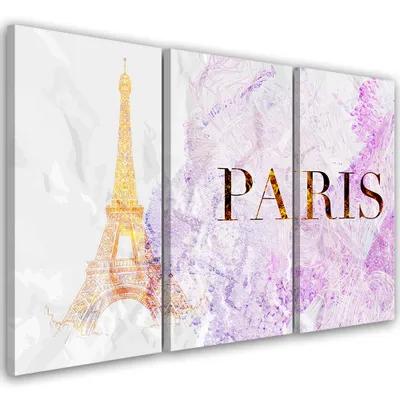 Produktbild von Triptychon auf leinwand abstraktionen - rosa 60x40 cm Feeby rosa wandbild bereit zum aufhängen