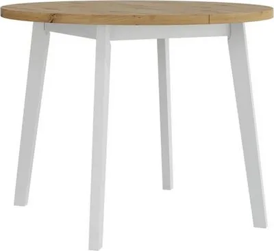Obrázek produktu pro Kulatý malý rozkládací stůl do jídelny 100 cm AMES 9 - dub artisan / bílý
