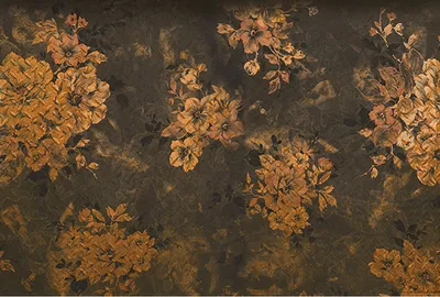 Produktbild von Tadessi Fototapete | Blumen | 4.00 m x 2.70 m | Orange | Grau | Wandbild | Digitaldruck