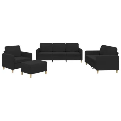 Produktbild von 4-tlg. Sofagarnitur mit Kissen Schwarz Stoff