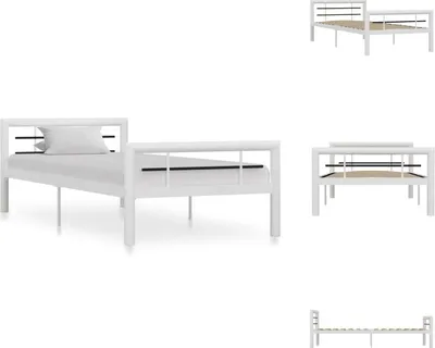Immagine prodotto di vidaXL Struttura letto in metallo bianco e nero 100 × 200 cm - Letti e strutture letto