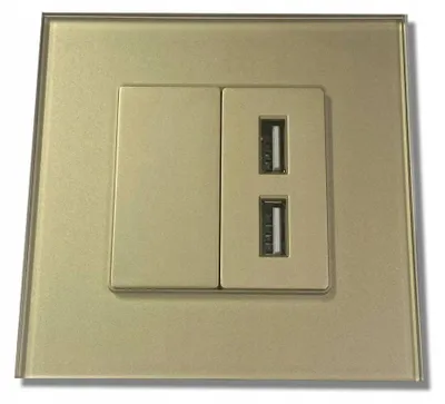 Produktbild von Doppel USB Steckdose 2.4A Gold Glaswandmontage