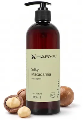 Image de Huile de massage à la macadamia naturelle et soyeuse HABYS | 100 % naturelle et végane | Sans additifs | Pour le visage, la peau et les cheveux | 500 ml