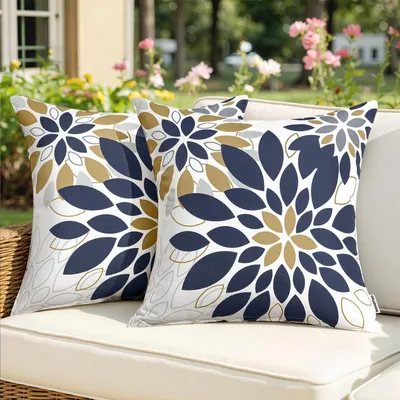 Produktbild von Set mit 2 Kissenbezügen, 50 x 50 cm, wasserdicht, für Sofakissen, Dekokissen, wetterfeste Kissenbezüge, Sofakissen, Dekokissen für den Außenbereich, Garten, Balkon, Schwimmbad, dunkelbraun