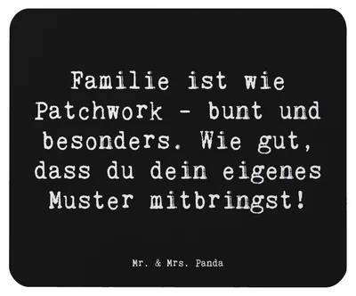 Produktbild von Mr. & Mrs. Panda Mauspad Spruch Adoptivkind Patchworkfamilie - Schwarz - Geschenk, Familienbande, mousematte, Lächeln, Familie, Vielfalt, pc mausunterlage, Mousepad