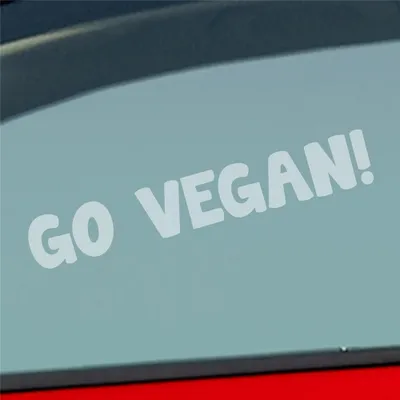 Produktbild von Auto Aufkleber Go Vegan Werde Veganer  Tierliebe Love Car 19x3 cm Milchglas Sticker Heckscheibenaufkleber