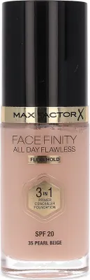 Zdjęcie produktu dla Max Factor Facefinity All Day Flawless 3In1, Buteleczka z pompką, Krem, Uniwersalne, Przeciw błyszczeniu, Matujący, Priming, Beżowy, Pearl Beige
