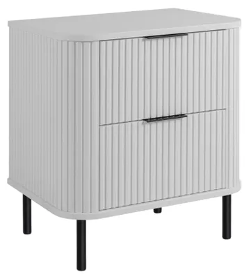 Immagine prodotto di Mobile bagno sospeso con cassetti e gambe in metallo, colore bianco, maniglie nere, gambe nere, dimensioni 60 x 41,5 x 66,7 cm