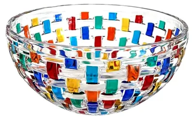 Produktbild von Bunte, handbemalte Kristallglas-Salatschüssel, 20,3 cm Durchmesser